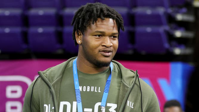 Jalen Carter of Georgia looks on during the NFL Combine.