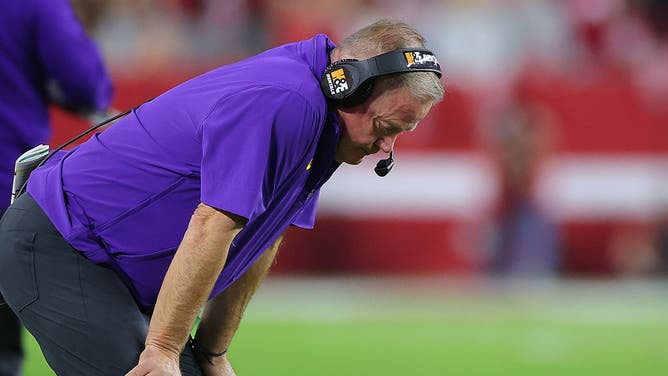 LSU head coach Brian Kelly looks on as Alabama runs past the Tigers during the College Football Saturday