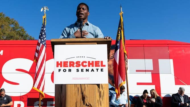 Senate candidate Herschel Walker speaks during a campaign rally against Raphael Warnock.
