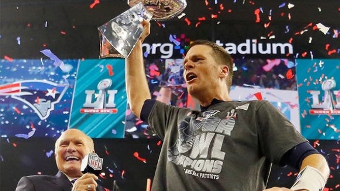 Tom Brady of the New England Patriots celebrates after the Patriots defeated the Atlanta Falcons 34-28 in the Super Bowl at NRG Stadium Feb. 5, 2017, in Houston.