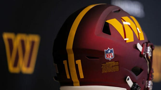 A view of a Washington Commanders helmet. Colts owner Jim Irsay suggested Commander's owner Dan Snyder could be ousted and Roger Goodell was not happy