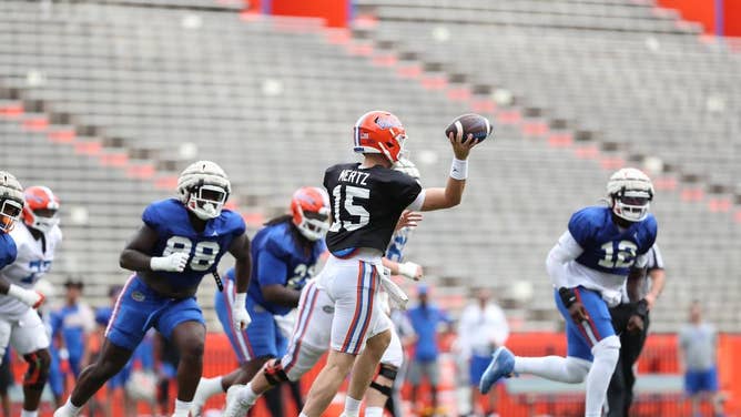 Graham Mertz is battling for the Florida starting quarterback job.