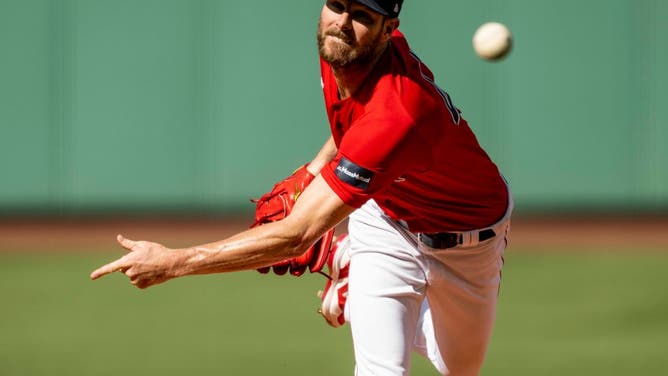 Boston Red Sox starting Chris Sale fires a pitch vs. the St. Louis Cardinals at Fenway Park.