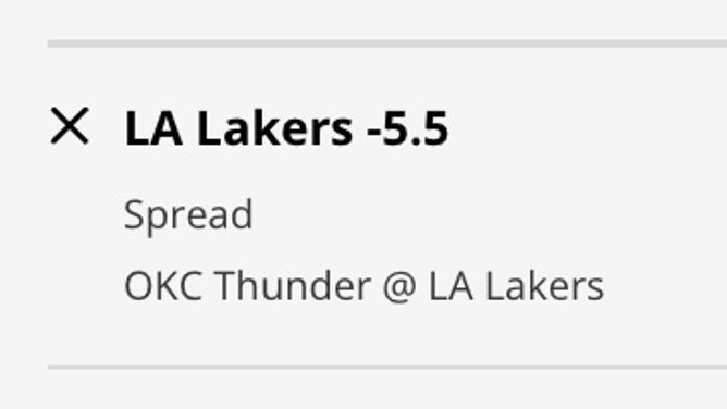 The Los Angeles Lakers' vs. Oklahoma City Thunder from DraftKings Sportsbook as of Friday, March 24th at 12:30 p.m. ET.