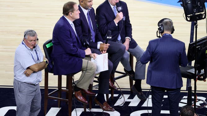 Jim Nantz, Grant Hill and Bill Rafferty at Final Four