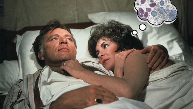 Liz Taylor and Richard Burton on the film set of 'The comedians' by Peter Glenville