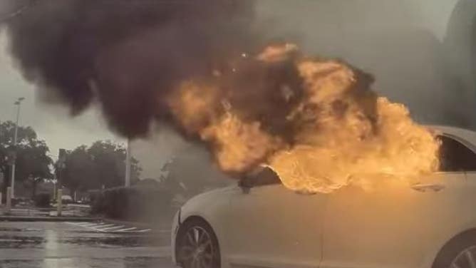 Florida mom shoplifting while kids set car on fire