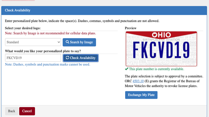 FKCVD19 license plate
