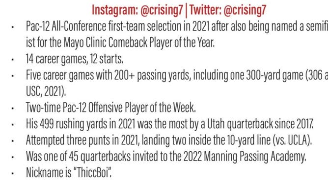 Utah Utes Football Cam Rising Thiccboi
