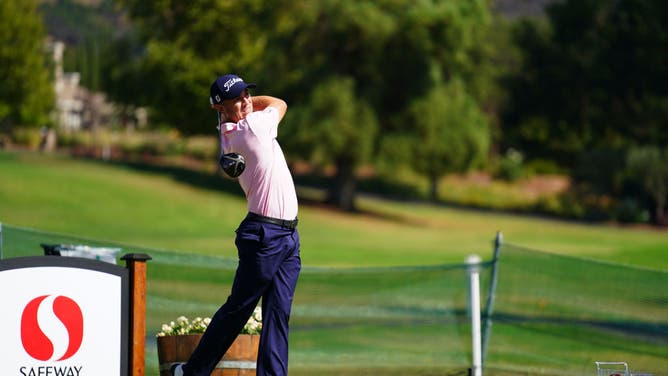 Justin Thomas off-the-tee at the 9th hole during the first round of the 2019 Fortinet, then called the