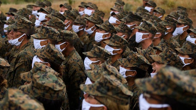 US Marines wearing masks