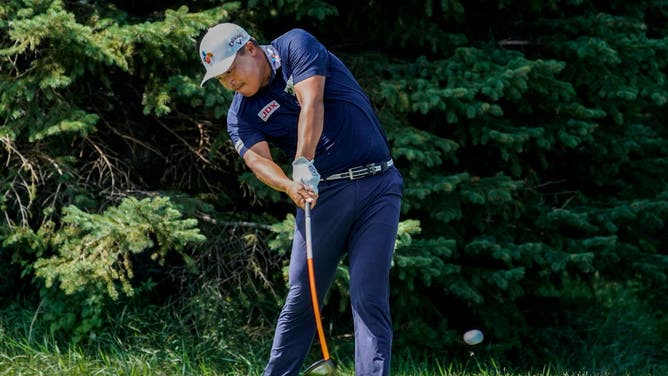 K.H. Lee at the 2nd tee of the 3M Open 2021 at TPC Twin Cities Blaine, Minnesota.