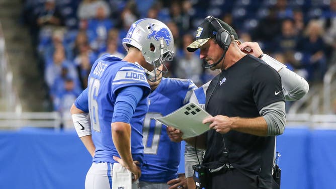 Detroit Lions head coach Dan Campbell and quarterback Jared Goff have the team in position to potentially capture the NFC regular season crown.