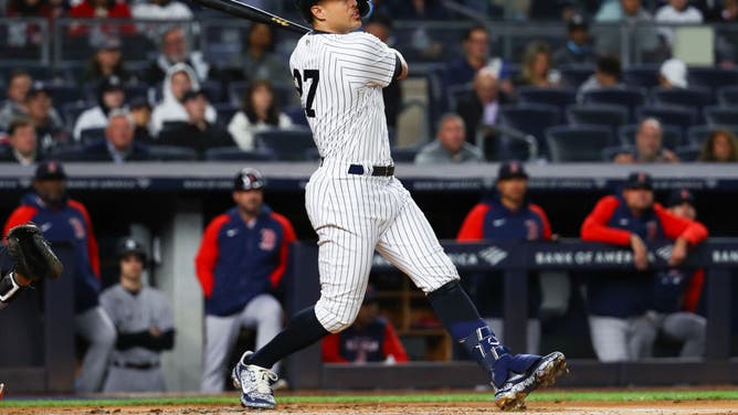Yankees OF Giancarlo Stanton at-bat vs. the Boston Red Sox at Yankee Stadium.