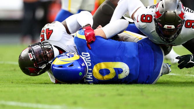 Matt Stafford is sacked against the Tampa Bay Bucs.