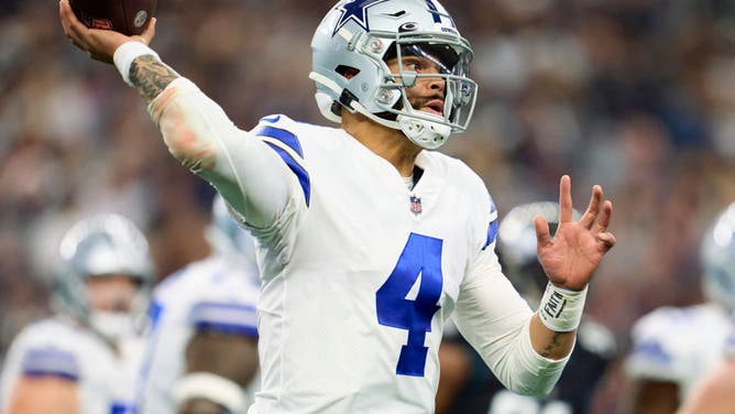 Dak Prescott throws the football for the Cowboys.