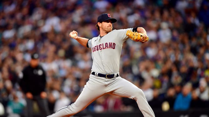 Bieber pitches against the Mariners at T-Mobile Park in Seattle, Washington.