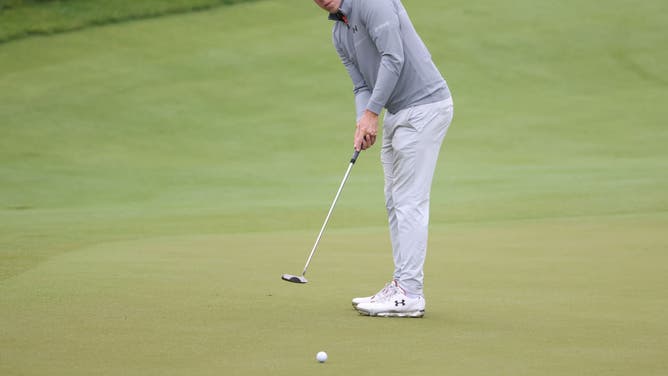 Matt Fitzpatrick putts on the 4th green during the 1st round of The Memorial Tournament at Muirfield Village Golf Club in Dublin, Ohio.