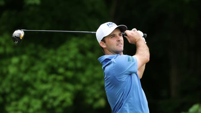 Denny McCarthy plays his shot from the 2nd tee during the 2nd round of the 2022 John Deere Classic at TPC Deere Run in Silvis, Illinois.