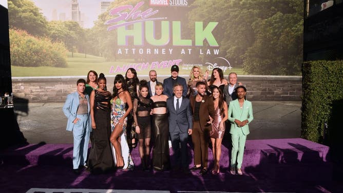The cast of She Hulk doing press in Hollywood.