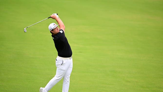 Sungjae Im hits his 2nd shot on the 10th hole during 2022 ZOZO in Inzai, Japan.