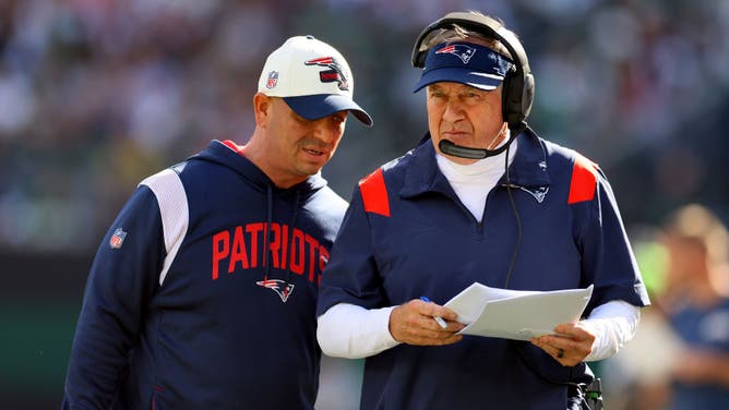 New England Patriots head coach Bill Belichick reacts during the first half against the New York Jets at MetLife Stadium in East Rutherford, New Jersey.