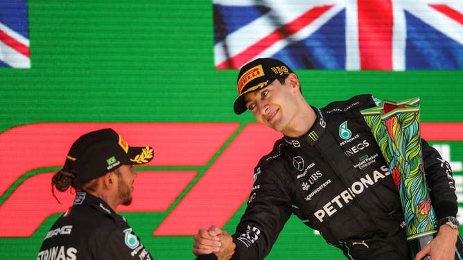 George Russell Lewis Hamilton Mercedes