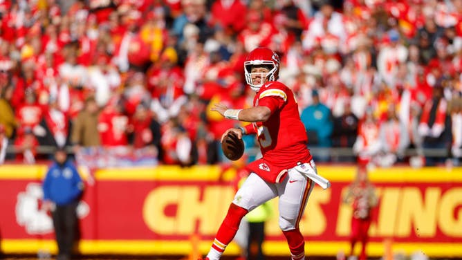Chiefs QB Patrick Mahomes prepares to launch one against the Jaguars at Arrowhead Stadium in Kansas City, Missouri.