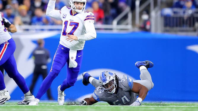 Bills quarterback Josh Allen runs.