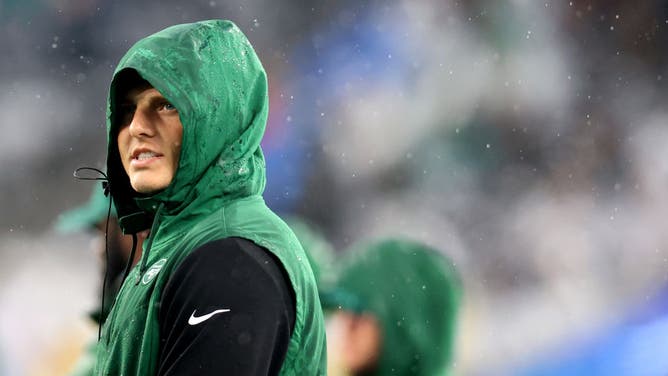 Zach Wilson of the New York Jets looks on in the second half of a game against the Chicago Bears at MetLife Stadium.