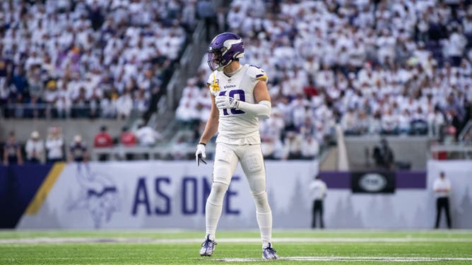 Minnesota Vikings WR Adam Thielen lines up against the New York Giants at U.S. Bank Stadium in Minneapolis.