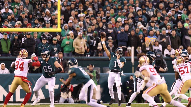 At some point in the Super Bowl, Eagles QB Jalen Hurts is going to have to make big plays with his arm, and there are questions about whether or not he can get it done.