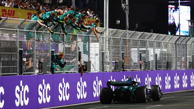 Aston martin Pitwall celebration
