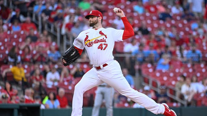 Cardinals lefty Jordan Montgomery pitches against the Pittsburgh Pirates at Busch Stadium in St Louis, Missouri.