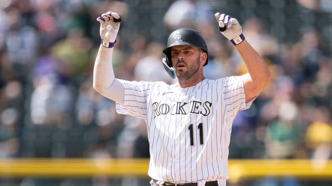 The Colorado Rockies traded Mike Moustakas to the Los Angeles Angels on Saturday night, just hours after the Angels crushed the Rockies.