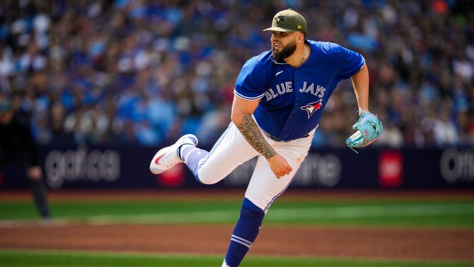 Blue Jays RHP Alek Manoah pitches vs. the Baltimore Orioles during the 3rd inning at the Rogers Centre.