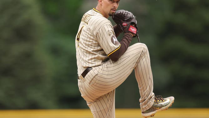 Padres LHP Blake Snell throws vs. the Rockies in the 1st inning at Coors Field in Denver, Colorado.