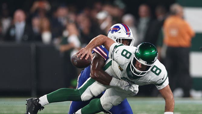 Aaron Rodgers is sacked and suffers what is believed to be an Achilles injury.