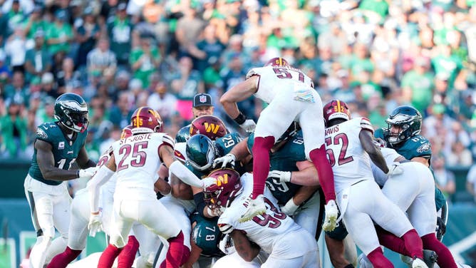 Eagles coach Nick Sirianni calls for the Tush Push on third-and-1 versus Commanders.