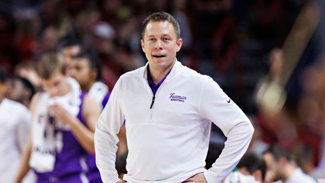Head coach Bob Richey of the Furman Paladins.