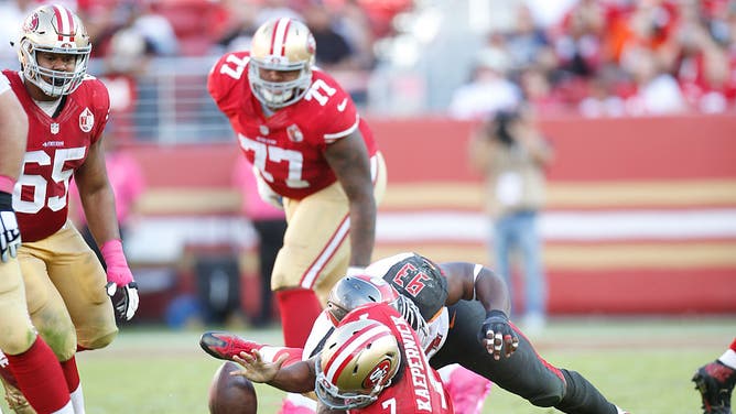 One of Colin Kaepernick's many turnovers during his final NFL season