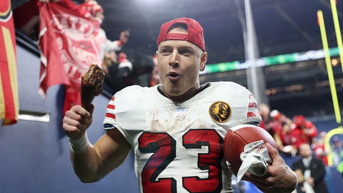 Christian McCaffrey walks off the field