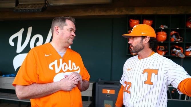 Tennessee Football Coach Josh Heupel And Baseball Coach Tony Vitello Chat Before Tuesday's Game
Courtesy ofTennessee Athletics