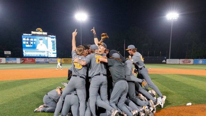 Tennessee Players Celebrate The College World Series Berth.
Courtesy of Tennessee Athletics