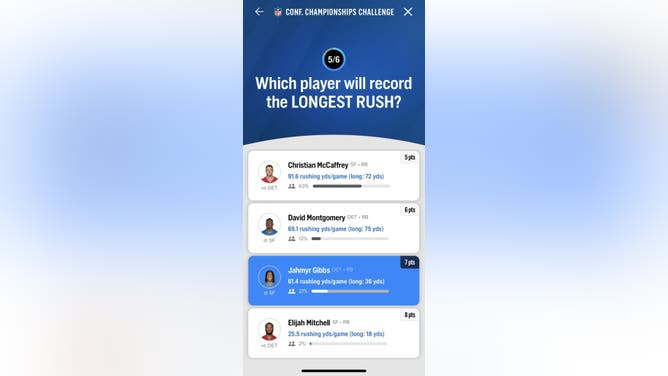 Question #5 in the contest courtesy of the FOX Sports App.