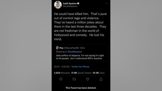 Judd Apatow Kill Him Will Smith tweet