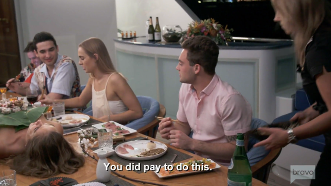 Max Gilliam sushi dinner on Bravo's Below Deck