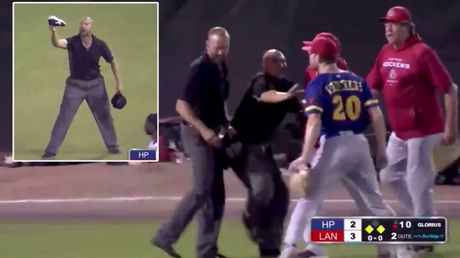 Minor League game teams attack umpire