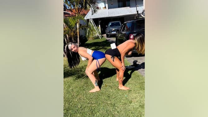 Miss BumBum contestants Lari Sumpani and Kine-chan