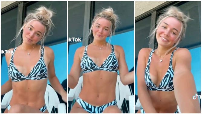 Olivia Dunne puts her tan lines on display. (Credit: Screenshot/TikTok Video https://www.tiktok.com/@livvy/video/7230561541156883754)